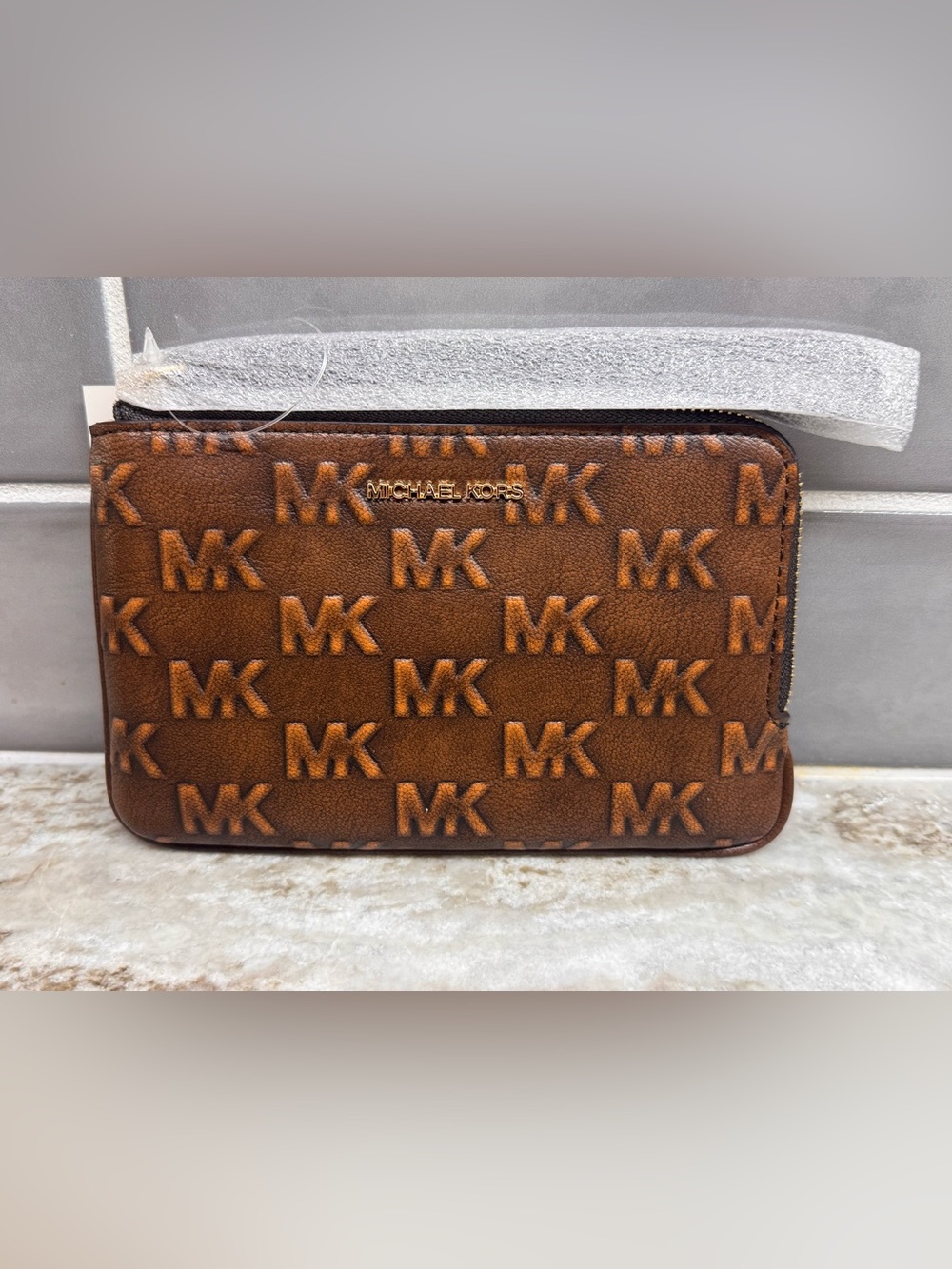 Michael Kors Jet Set Travel Small Burnished Logo Embossed Wristlet NWT
